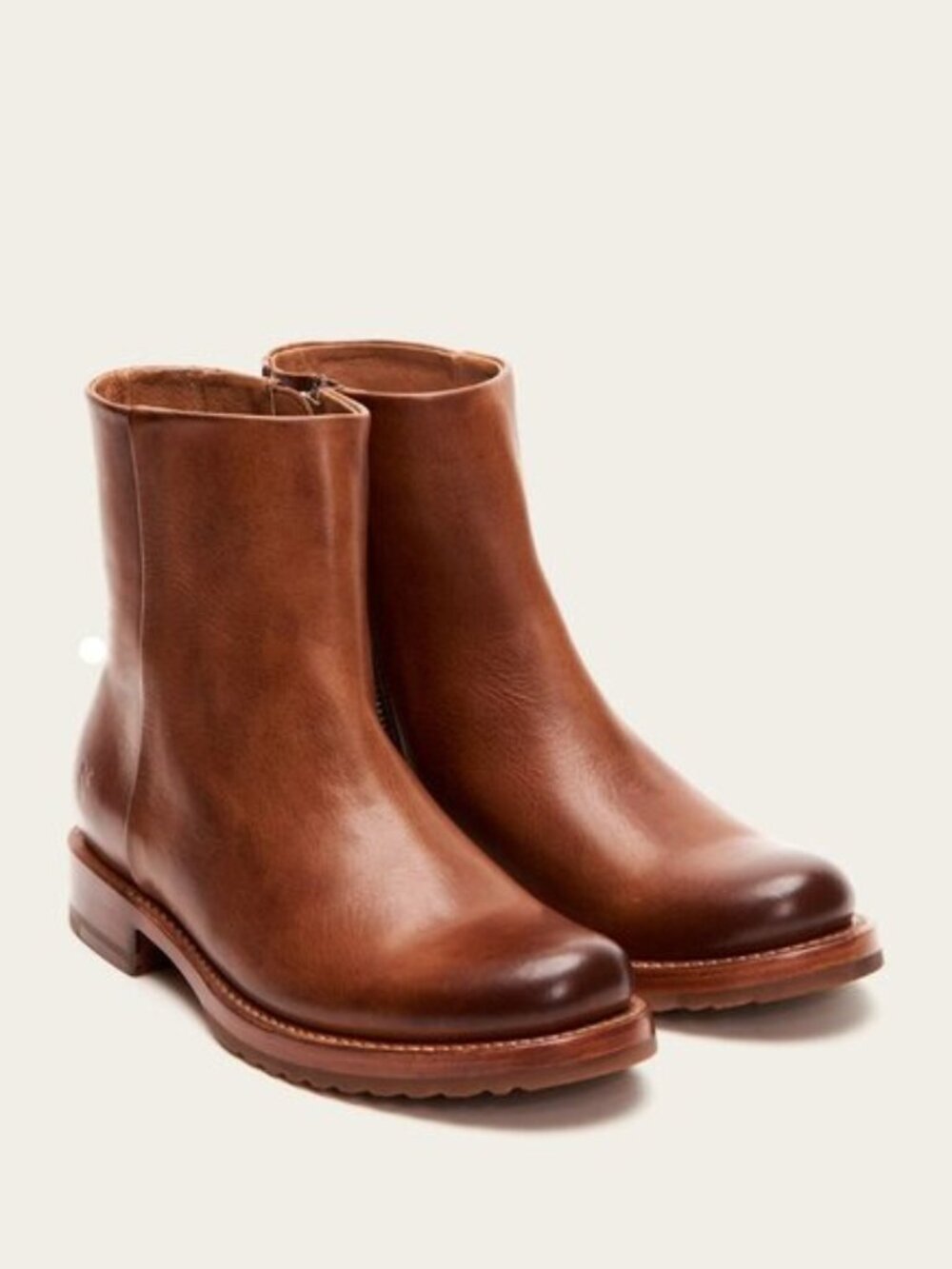 FRYE Veronica Leather Zip Booties in Bronze Size US 6